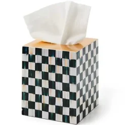 MacKenzie-Childs Courtly Check Lacquer Boutique Tissue Box Cover< Bath & Bath Accessories