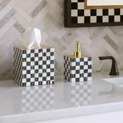 MacKenzie-Childs Courtly Check Lacquer Boutique Tissue Box Cover< Bath & Bath Accessories