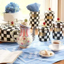 MacKenzie-Childs Courtly Check Large Canister< Room Accents|Kitchen Storage & Organization
