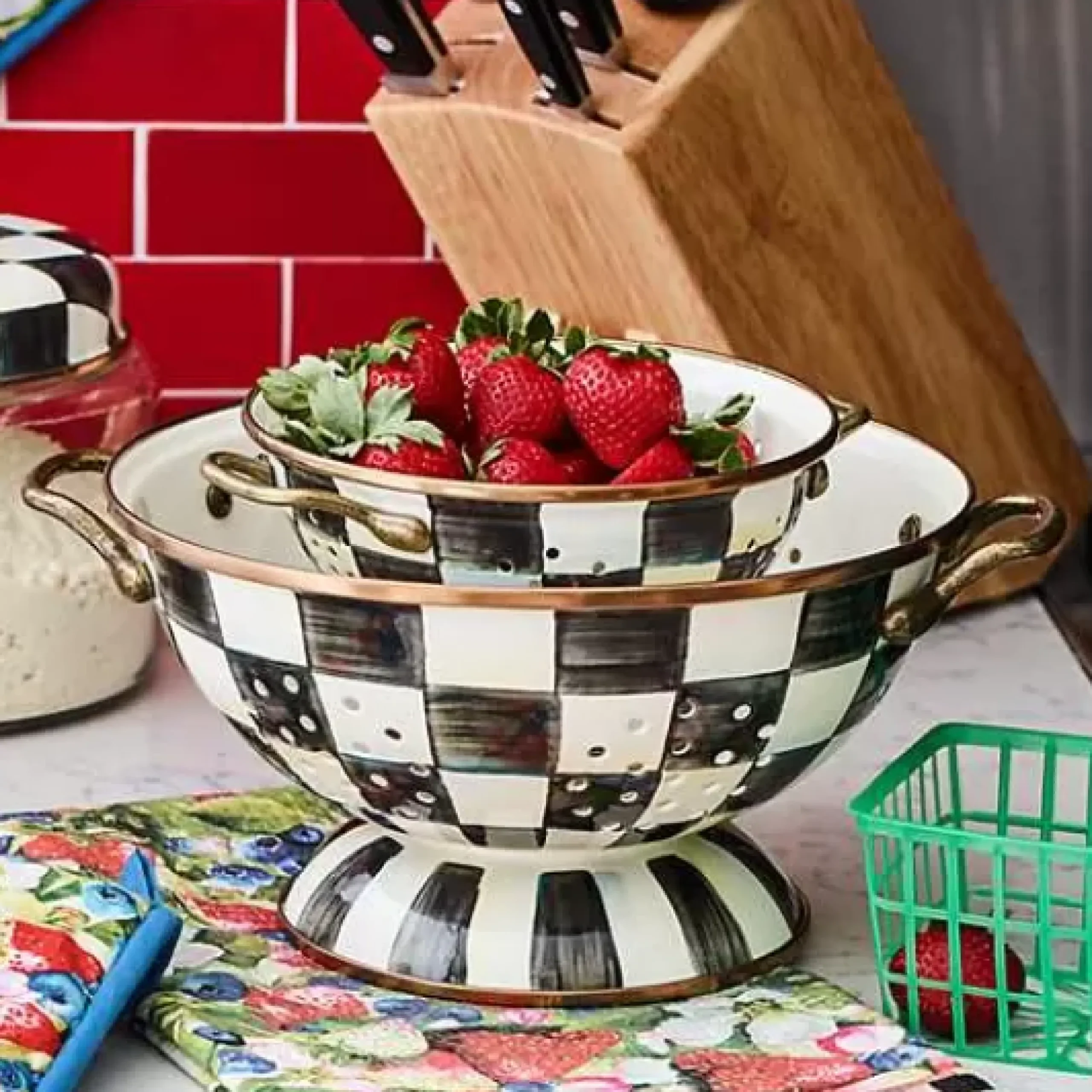 MacKenzie-Childs Courtly Check Large Colander< Kitchen Utensils & Tools