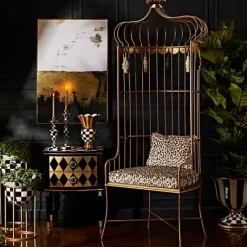 MacKenzie-Childs Courtly Check Large Enamel Candlestick< Candles & Fragrances|Table Accessories