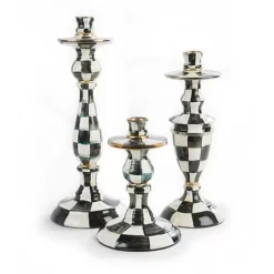 MacKenzie-Childs Courtly Check Large Enamel Candlestick< Candles & Fragrances|Table Accessories