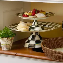 MacKenzie-Childs Courtly Check Large Pedestal Platter< Serveware