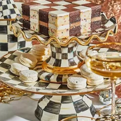 MacKenzie-Childs Courtly Check Large Pedestal Platter< Serveware