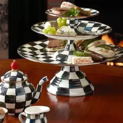 MacKenzie-Childs Courtly Check Large Pedestal Platter< Serveware