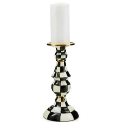 MacKenzie-Childs Courtly Check Large Pillar Candlestick< Candles & Fragrances|Table Accessories