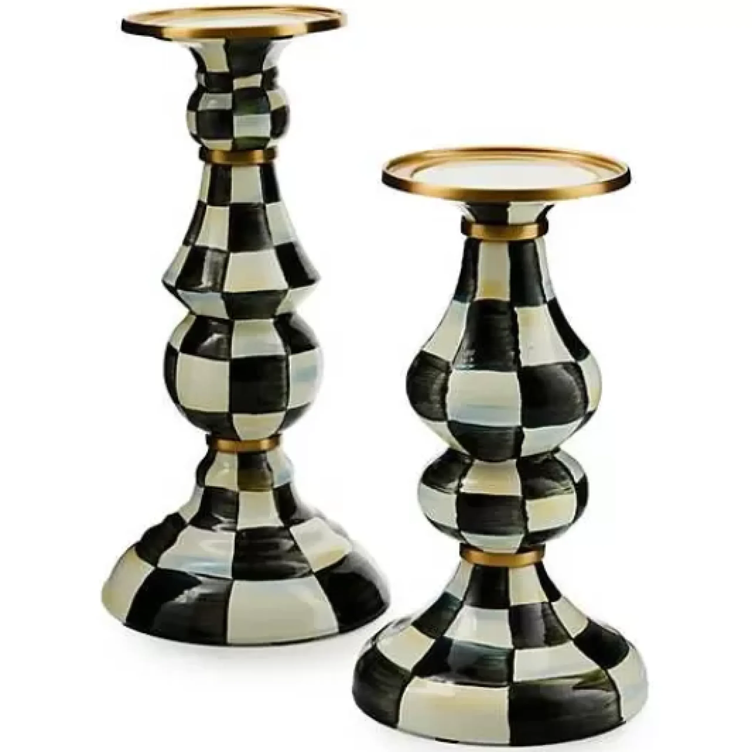 MacKenzie-Childs Courtly Check Large Pillar Candlestick< Candles & Fragrances|Table Accessories