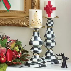 MacKenzie-Childs Courtly Check Large Pillar Candlestick< Candles & Fragrances|Table Accessories