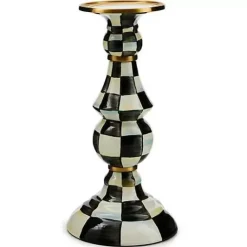MacKenzie-Childs Courtly Check Large Pillar Candlestick< Candles & Fragrances|Table Accessories