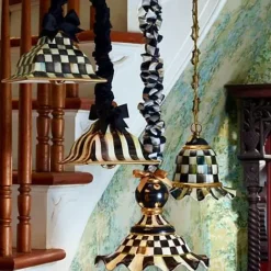 MacKenzie-Childs Courtly Check Medium Ceramic Pendant Lamp< Lighting