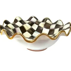 MacKenzie-Childs Courtly Check Medium Ceramic Fluted Serving Bowl< Serveware