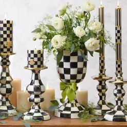MacKenzie-Childs Courtly Check Medium Enamel Candlestick< Candles & Fragrances|Table Accessories