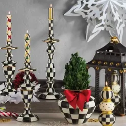 MacKenzie-Childs Courtly Check Medium Enamel Candlestick< Candles & Fragrances|Table Accessories