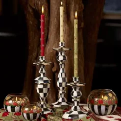 MacKenzie-Childs Courtly Check Medium Enamel Candlestick< Candles & Fragrances|Table Accessories