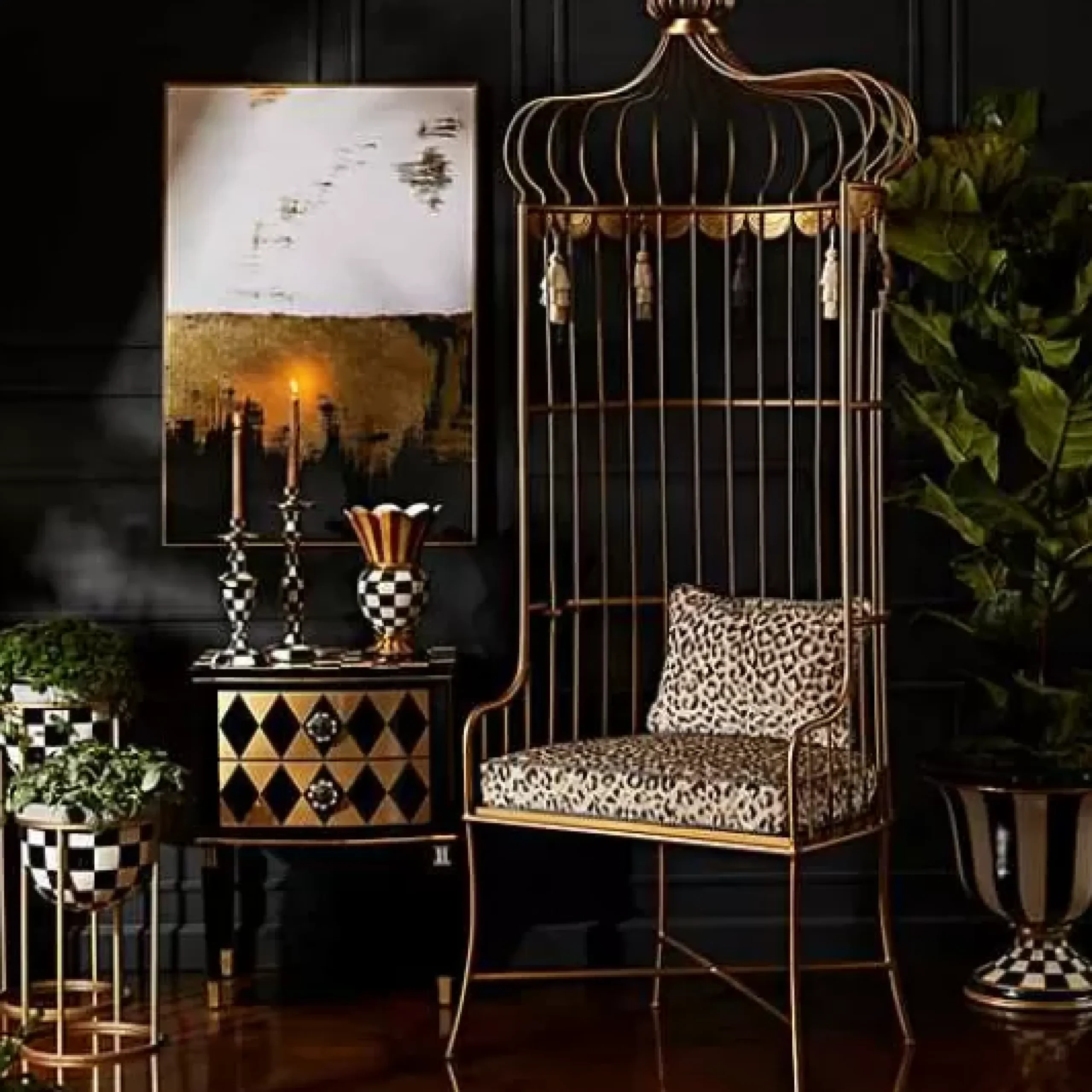 MacKenzie-Childs Courtly Check Medium Enamel Candlestick< Candles & Fragrances|Table Accessories