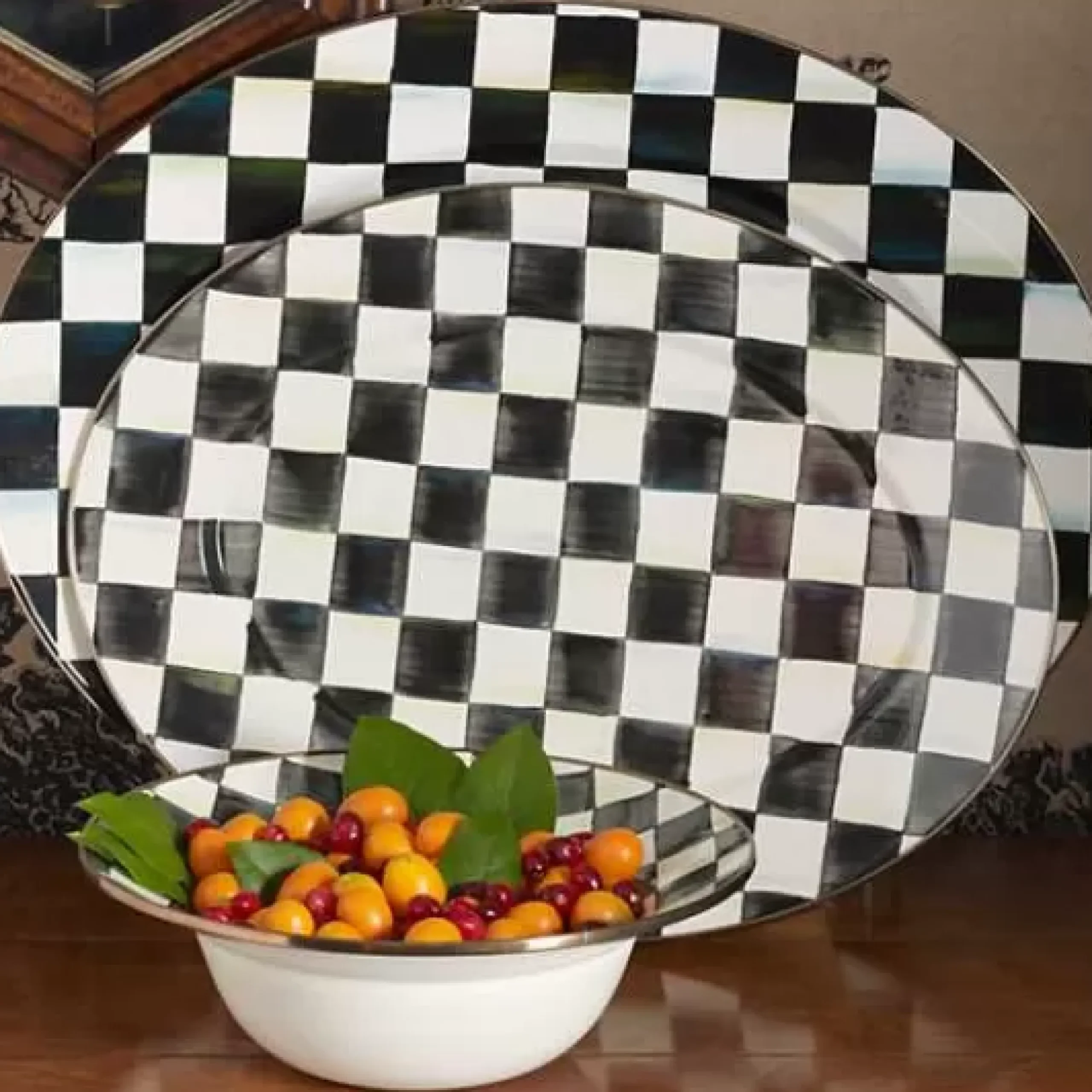 MacKenzie-Childs Courtly Check Medium Oval Platter< Bar Entertaining|Serveware