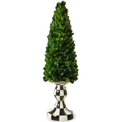 MacKenzie-Childs Courtly Check Medium Pedestal Boxwood Tree< Greenery & Florals