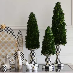 MacKenzie-Childs Courtly Check Medium Pedestal Boxwood Tree< Greenery & Florals