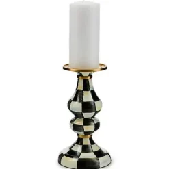 MacKenzie-Childs Courtly Check Medium Pillar Candlestick< Candles & Fragrances|Table Accessories
