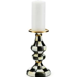 MacKenzie-Childs Courtly Check Medium Pillar Candlestick< Candles & Fragrances|Table Accessories