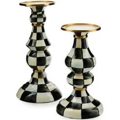 MacKenzie-Childs Courtly Check Medium Pillar Candlestick< Candles & Fragrances|Table Accessories
