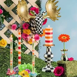 MacKenzie-Childs Courtly Check Medium Pillar Candlestick< Candles & Fragrances|Table Accessories