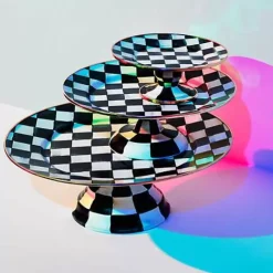 MacKenzie-Childs Courtly Check Mini Pedestal Platter< Serveware