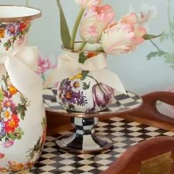 MacKenzie-Childs Courtly Check Mini Pedestal Platter< Serveware