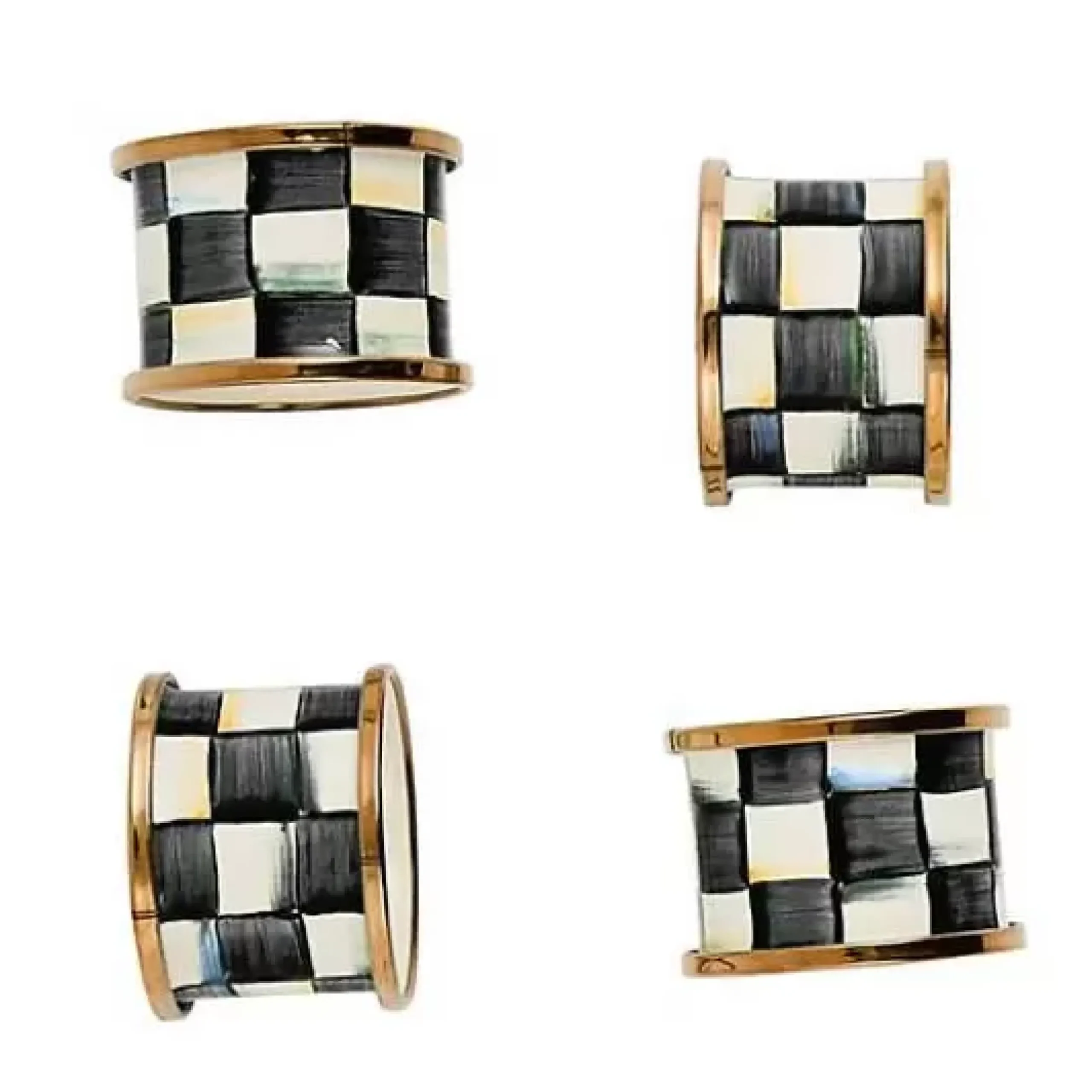 MacKenzie-Childs Courtly Check Napkin Rings, Set of 4< Table Accessories|Kitchen & Table Linens