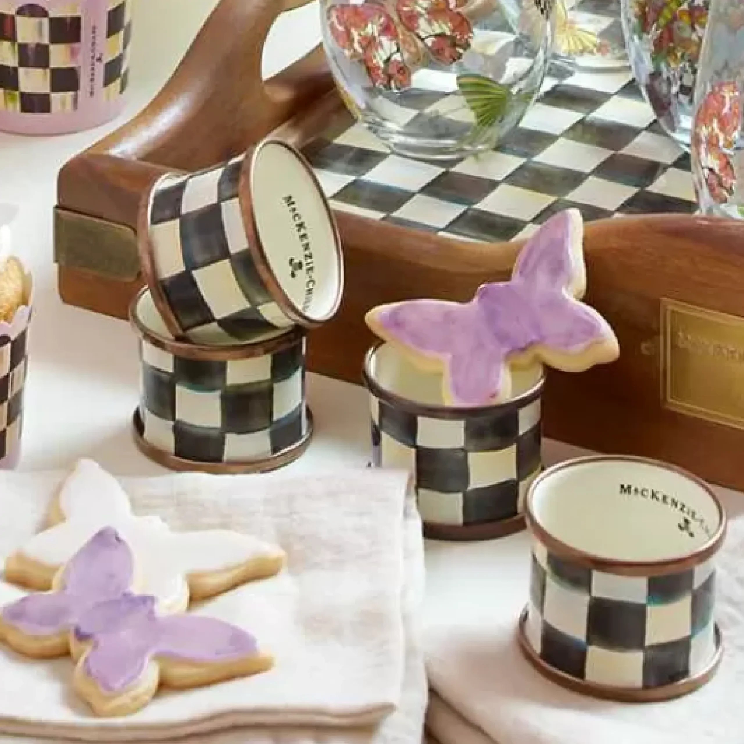 MacKenzie-Childs Courtly Check Napkin Rings, Set of 4< Table Accessories|Kitchen & Table Linens