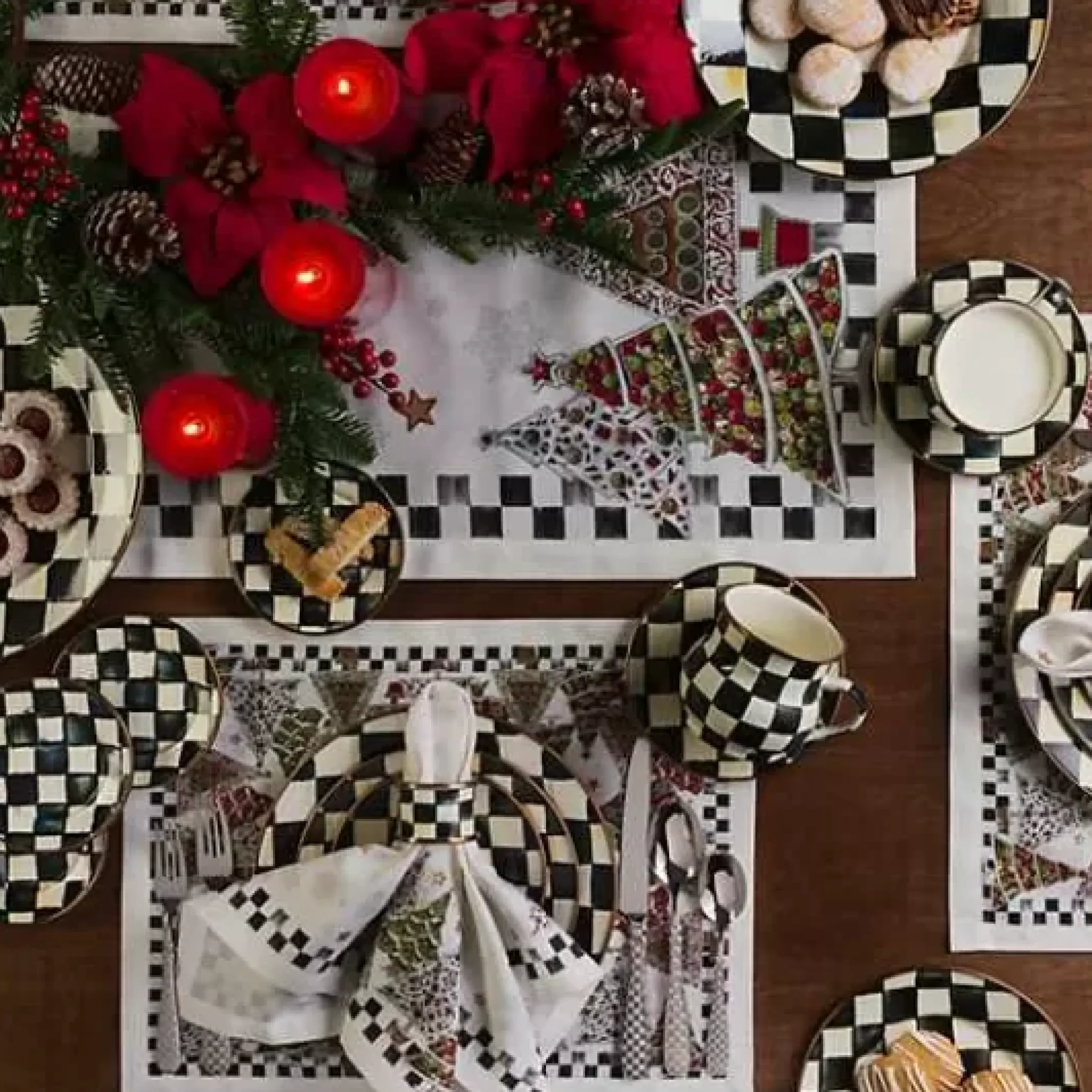 MacKenzie-Childs Courtly Check Napkin Rings, Set of 4< Table Accessories|Kitchen & Table Linens