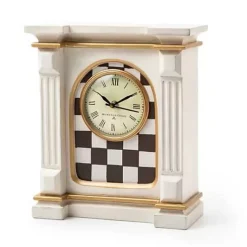 MacKenzie-Childs Courtly Check Off White Mantel Clock< Room Accents