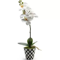 MacKenzie-Childs Courtly Check Orchid Drop In< Greenery & Florals