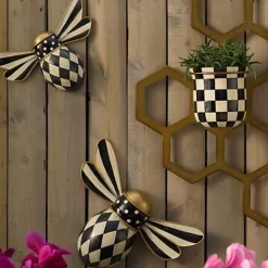 MacKenzie-Childs Courtly Check Outdoor Bee Wall Decor, Set of 2< Spring|Outdoor
