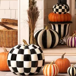 MacKenzie-Childs Courtly Check Outdoor Pumpkin< The Halloween Shop|The Fall Shop