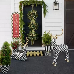 MacKenzie-Childs Courtly Check Outdoor Resting Deer< Holiday|Outdoor