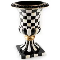 MacKenzie-Childs Courtly Check Pedestal Tabletop Urn< Outdoor
