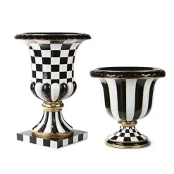 MacKenzie-Childs Courtly Check Pedestal Urn< Spring|Outdoor
