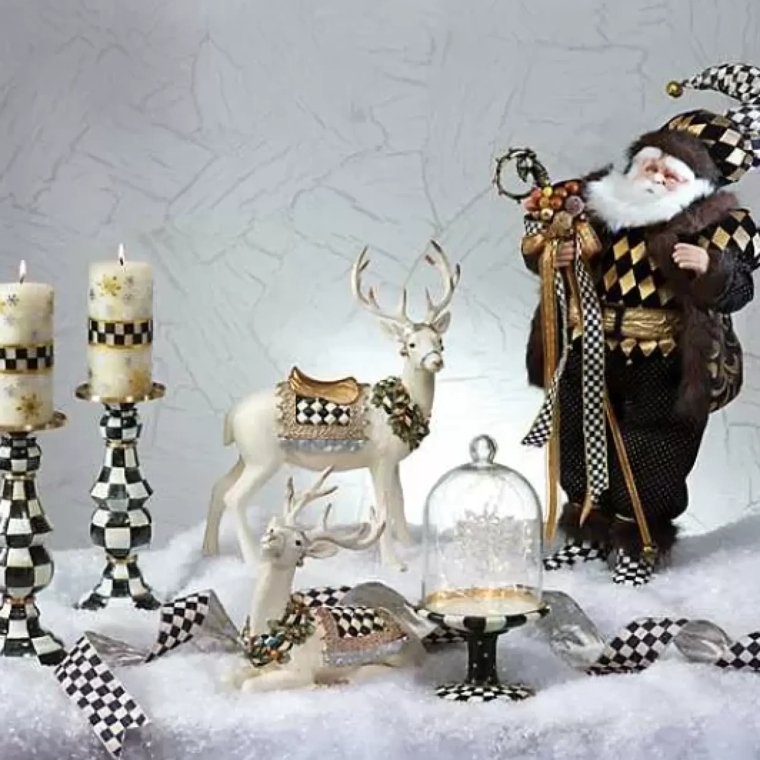 MacKenzie-Childs Courtly Check Pedestal with Cloche< Room Accents