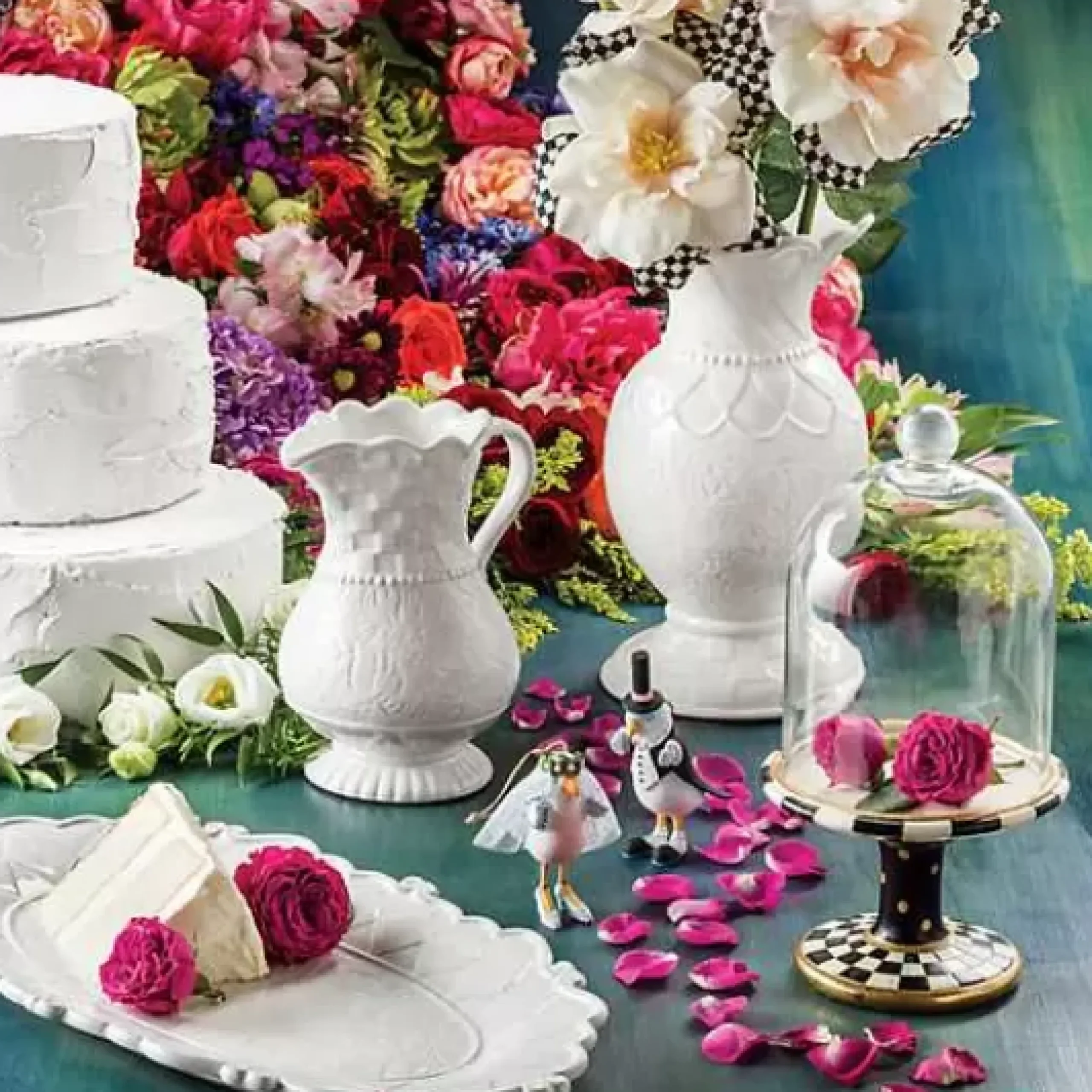 MacKenzie-Childs Courtly Check Pedestal with Cloche< Room Accents