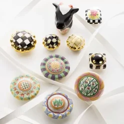 MacKenzie-Childs Courtly Check Petit Four Round Knob< Finishing Touches|Room Accents