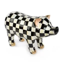 MacKenzie-Childs Courtly Check Pig Figurine< Spring|Room Accents
