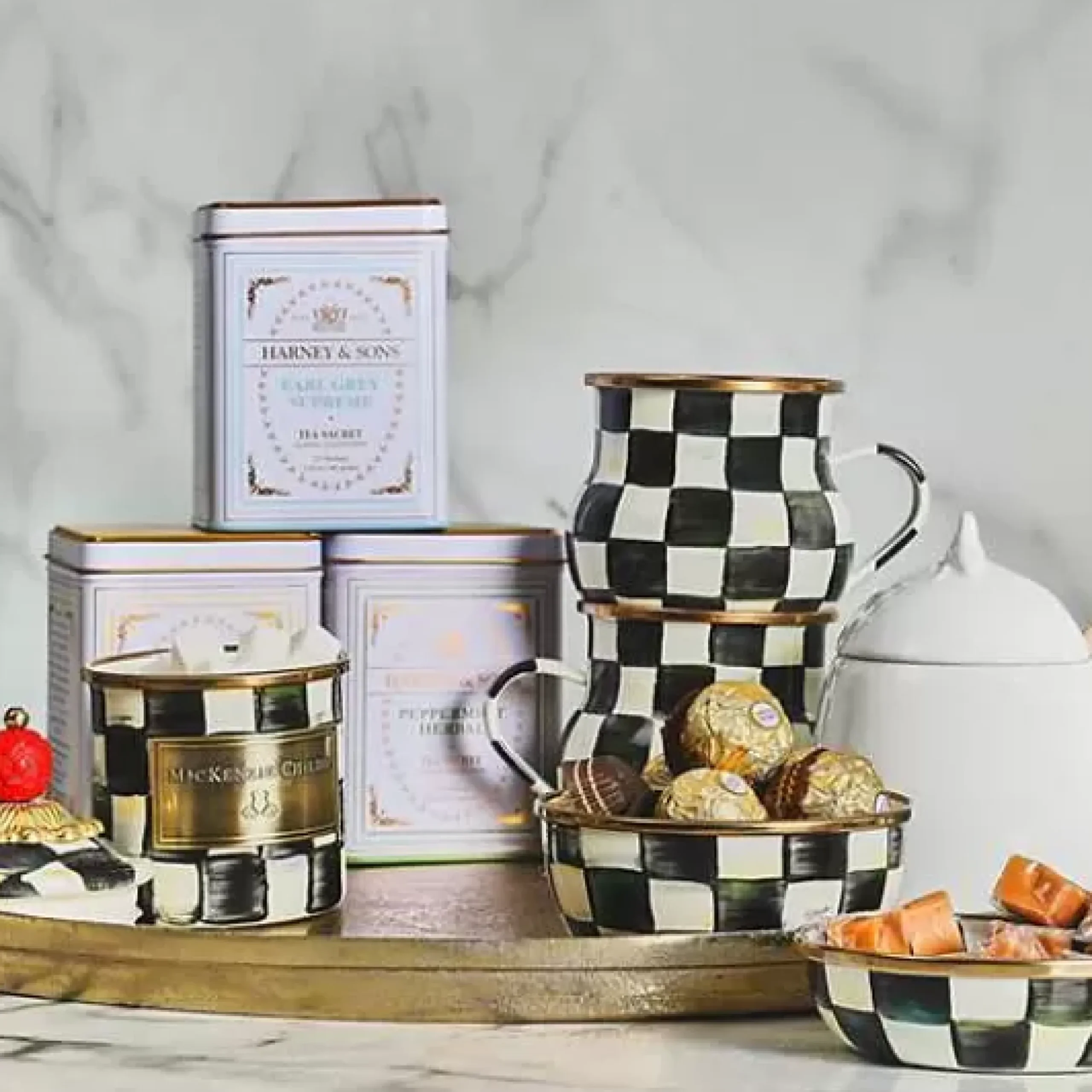 MacKenzie-Childs Courtly Check Pinch Bowl< Bar Entertaining|Serveware