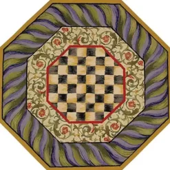 MacKenzie-Childs Courtly Check Purple  Green 5' Octagon Rug< Rugs