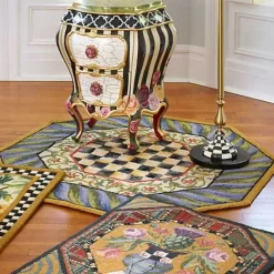 MacKenzie-Childs Courtly Check Purple  Green 5' Octagon Rug< Rugs
