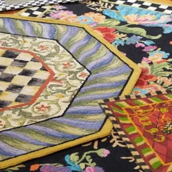 MacKenzie-Childs Courtly Check Purple  Green 5' Octagon Rug< Rugs