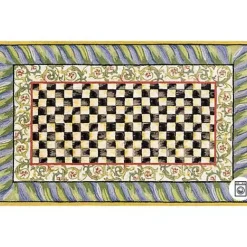 MacKenzie-Childs Courtly Check Purple  Green 5' x 7'6 Washable Rug< Rugs