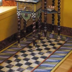 MacKenzie-Childs Courtly Check Purple  Green 2'6 x 8' Runner< Rugs