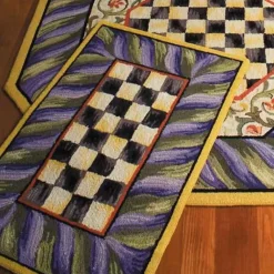 MacKenzie-Childs Courtly Check Purple  Green 2' x 3' Rug< Rugs
