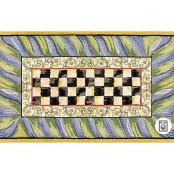 MacKenzie-Childs Courtly Check Purple  Green 3' x 5' Washable Rug< Rugs